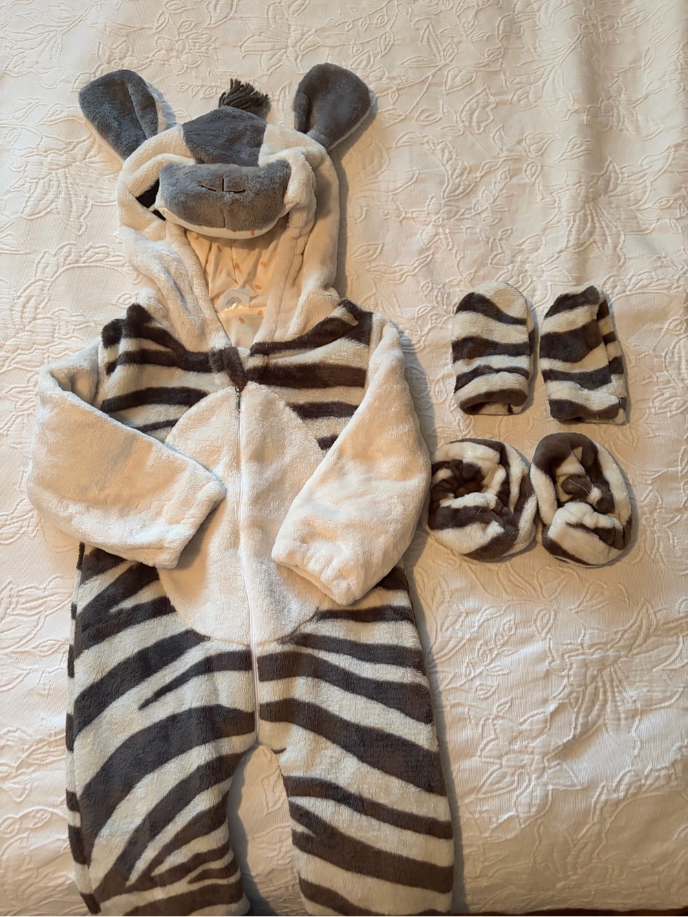 Cocovillage 12mZebra Plush Hooded One-Piece Baby Halloween - new no tag